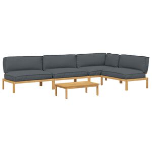 vidaXL Sofa Set with Cushion Plain 5 pcs Anthracite Solid Acacia Wood