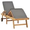 vidaXL Sun Lounger with Cushion Solid Teak Wood Dark Grey