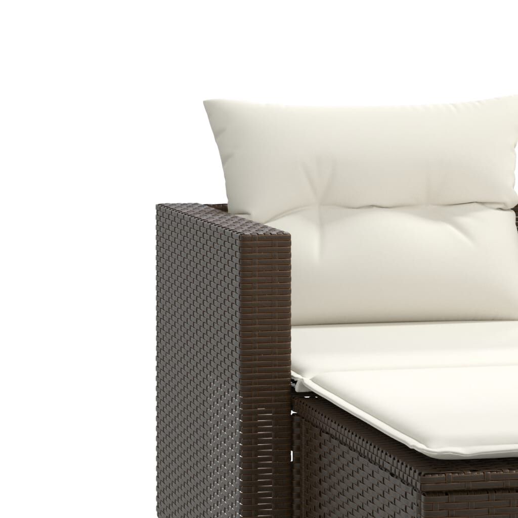 vidaXL Garden Sofa 2-Seater with Stools Brown Poly Rattan