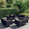 vidaXL 9 Piece Garden Lounge Set with Cushions Poly Rattan Dark Grey