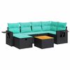 vidaXL 7 Piece Garden Sofa Set with Cushions Black Poly Rattan