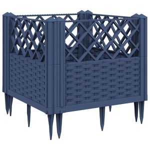 vidaXL Garden Planter with Pegs Blue Grey 43.5x43.5x43.5 cm PP
