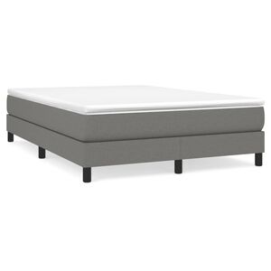 vidaXL Box Spring Bed Frame Dark Grey Double Fabric