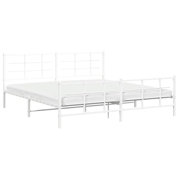 vidaXL Metal Bed Frame without Mattress with Footboard White 193x203cm