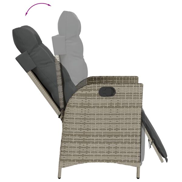 vidaXL Reclining Garden Chair with Footrest Grey Poly Rattan