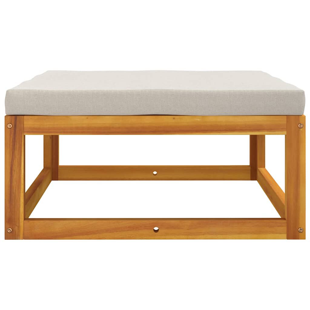vidaXL Garden Footrest with Light Grey Cushion Solid Wood Acacia