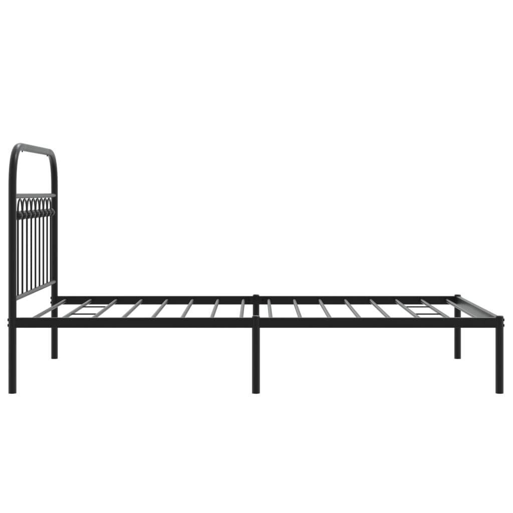 vidaXL Metal Bed Frame without Mattress with Headboard Black 100x200cm