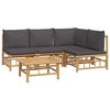 vidaXL 5 Piece Garden Lounge Set with Dark Grey Cushions Bamboo