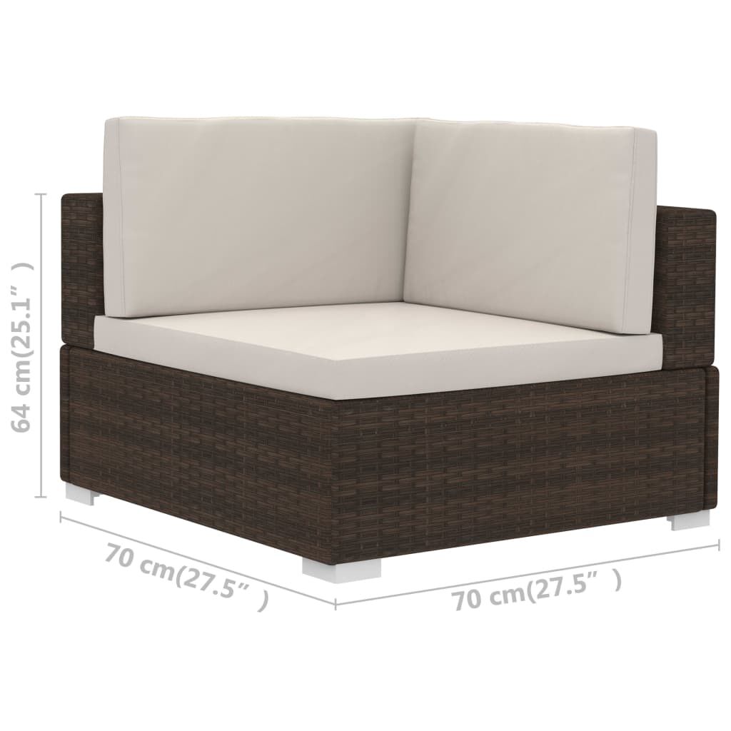 vidaXL 4 Piece Garden Sofa Set with Cushions Poly Rattan Brown