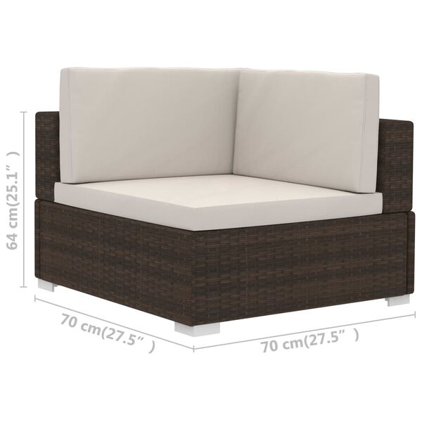 vidaXL 4 Piece Garden Sofa Set with Cushions Poly Rattan Brown
