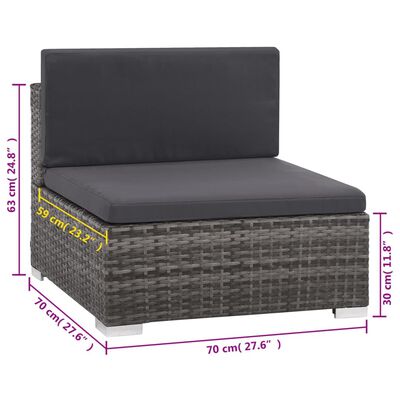 vidaXL 6 Piece Garden Lounge Set with Cushions Poly Rattan Grey