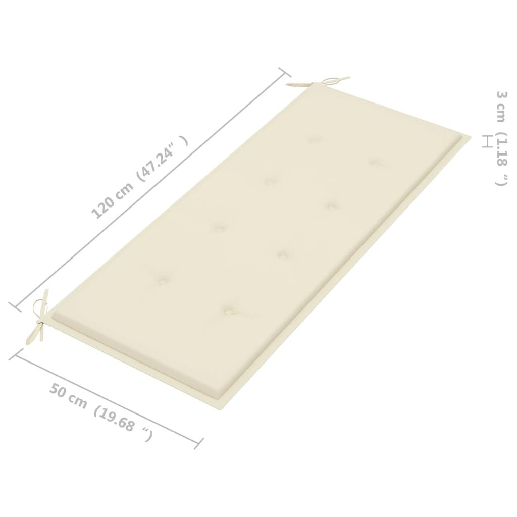 vidaXL Garden Bench with Cushion 120 cm Bamboo