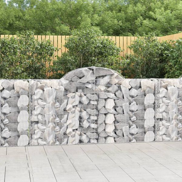 vidaXL Arched Gabion Baskets 7 pcs 200x30x100/120 cm Galvanised Iron
