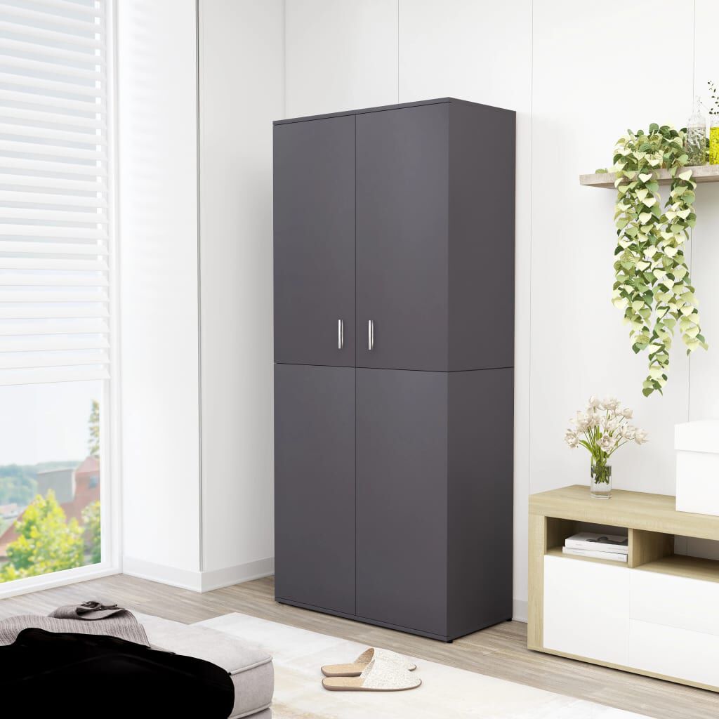 vidaXL Shoe Cabinet Grey 80x39x178 cm Engineered Wood
