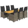 vidaXL 7 Piece Garden Bistro Set with Cushions Grey Poly Rattan