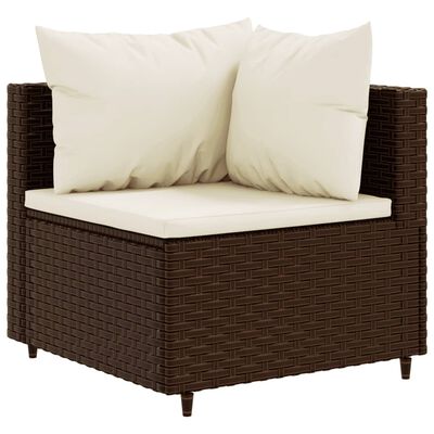 vidaXL 5 Piece Garden Lounge Set with Cushions Brown Poly Rattan