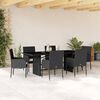 vidaXL 7 Piece Garden Dining Set with Cushions Black Poly Rattan