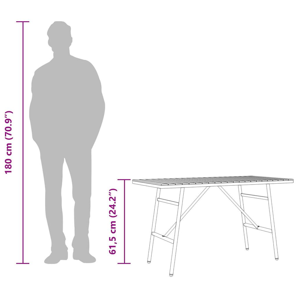 vidaXL Dining Table - Black, 110x55x62 cm, Made from Solid Acacia Wood