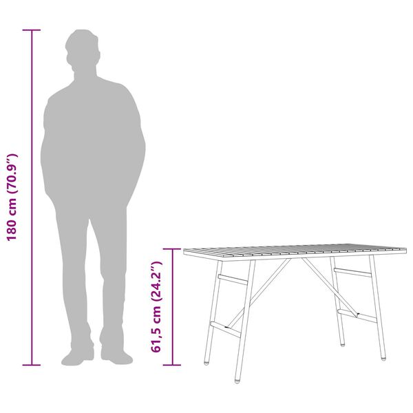 vidaXL Dining Table - Black, 110x55x62 cm, Made from Solid Acacia Wood
