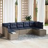 vidaXL Garden Sofa Set with Cushion 7 pcs Grey Poly Rattan