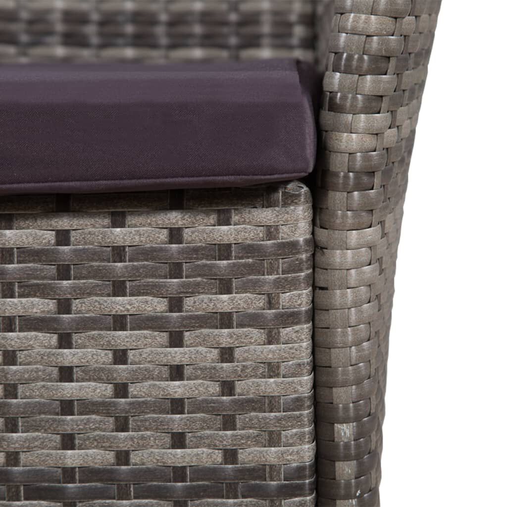 vidaXL 9 Piece Outdoor Dining Set with Cushions Poly Rattan Grey