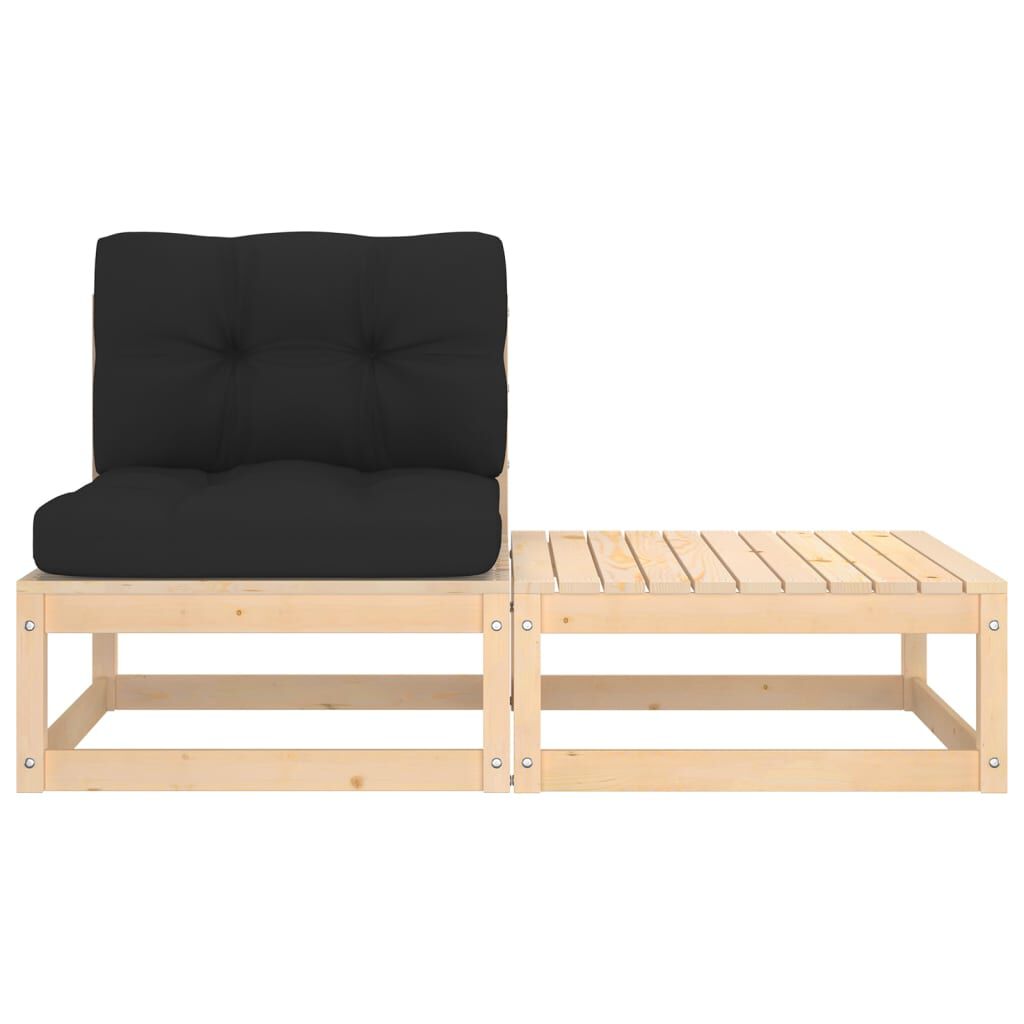 vidaXL 2 Piece Garden Lounge Set with Cushions Solid Pinewood