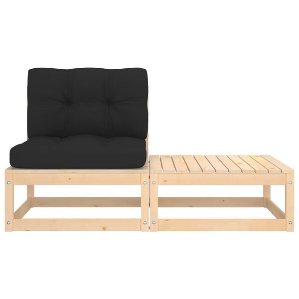 vidaXL 2 Piece Garden Lounge Set with Cushions Solid Pinewood