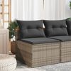 vidaXL Garden Sofas Armless with Cushions 2 pcs Grey Poly Rattan