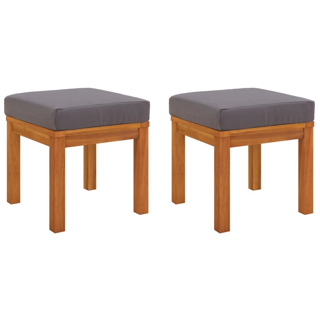 vidaXL Garden Stools with Cushions 2 pcs 40x40x42 cm Solid Wood Acacia