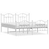 vidaXL Metal Bed Frame without Mattress with Footboard White 183x213cm