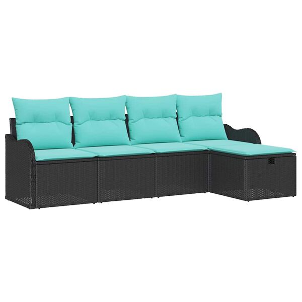 vidaXL Garden Sofa Set 5 pcs Black and turquoise 231 x 117 x 85 cm