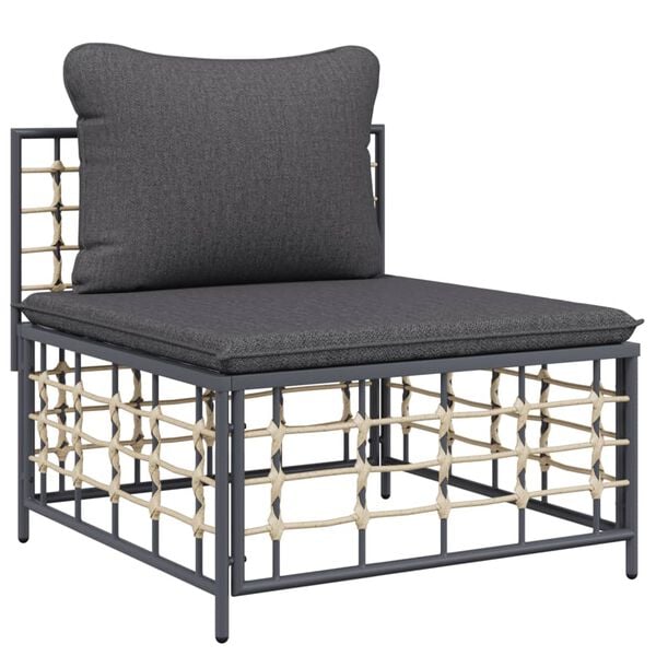 vidaXL 7 Piece Garden Lounge Set with Cushions Anthracite Poly Rattan