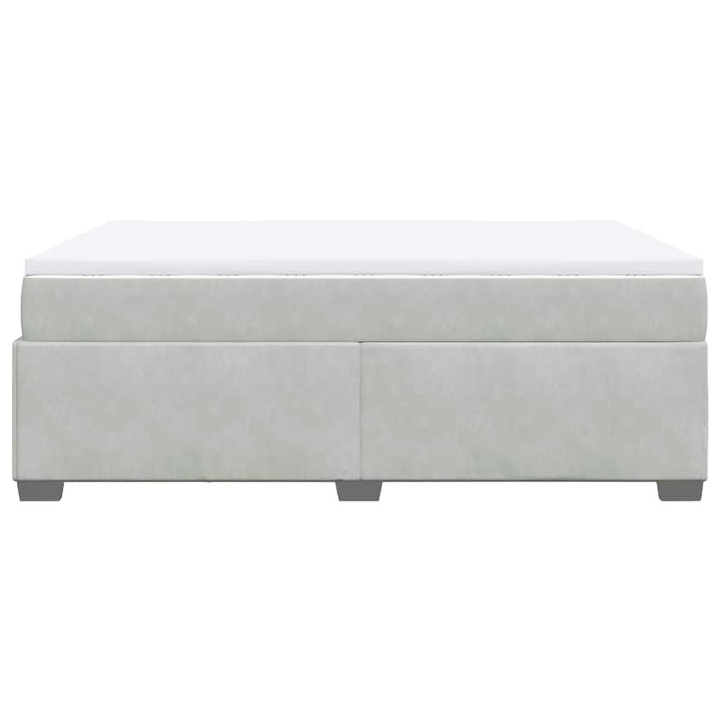 vidaXL Box Spring Bed with Mattress Light Grey Full Velvet