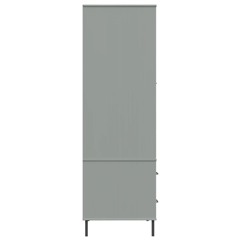 vidaXL Wardrobe with Metal Legs Grey 90x55x172.5 cm Solid Wood OSLO