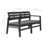 vidaXL 2-Seater Garden Bench with Cushions 133 cm Plastic Anthracite