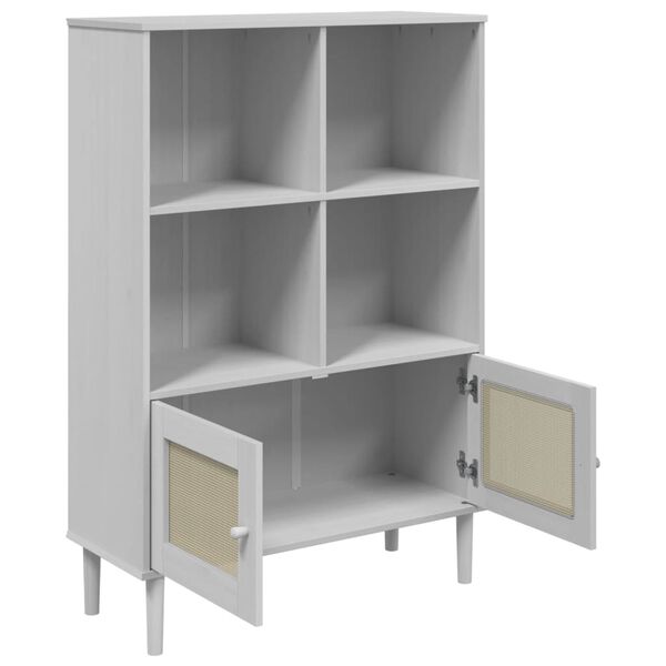 vidaXL Bookcase SENJA Rattan Look White 90x35x130 cm Solid Wood Pine