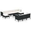 vidaXL 11 Piece Garden Lounge Set with Cushions Poly Rattan Black