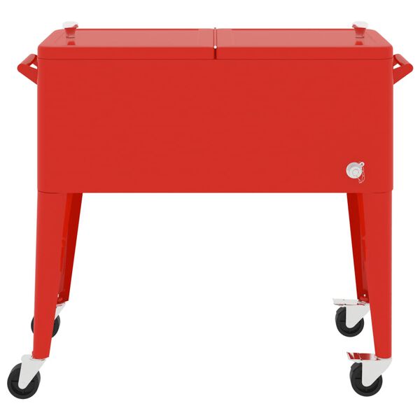 vidaXL Cooler Cart with Wheels Red 92x43x89 cm