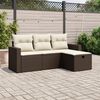vidaXL 4 Piece Garden Sofa Set with Cushions Brown Poly Rattan