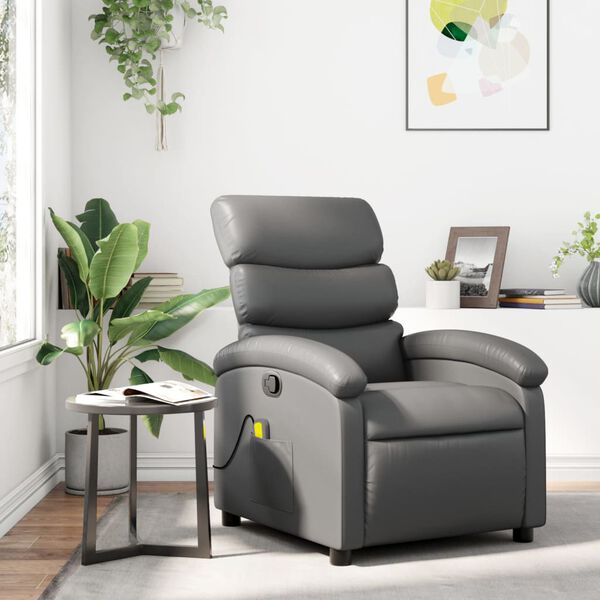 vidaXL Massage Recliner Chair Grey Faux Leather