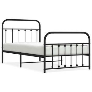 vidaXL Metal Bed Frame without Mattress with Footboard Black 100x190cm