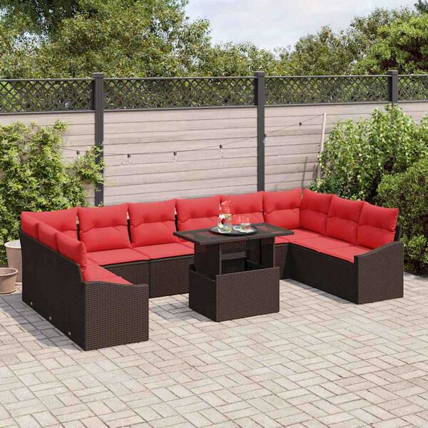 vidaXL Garden Sofa Set Manual 11 pcs Brown and red 100 x 55 x 73 cm