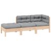 vidaXL 3 Piece Garden Lounge Set with Grey Cushions Solid Pinewood