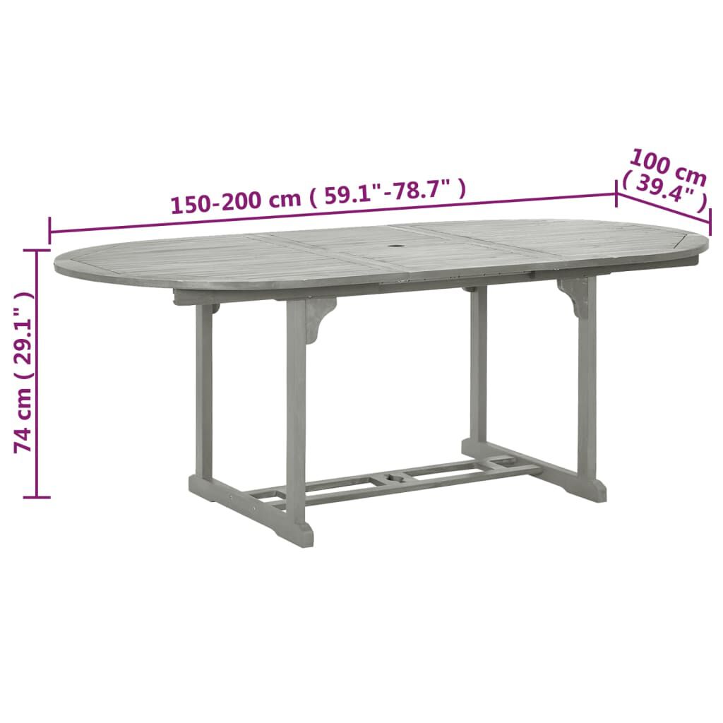 vidaXL 7 Piece Garden Dining Set Solid Acacia Wood Grey