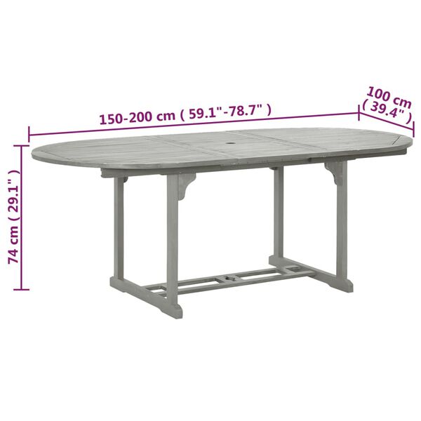 vidaXL 7 Piece Garden Dining Set Solid Acacia Wood Grey