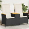 vidaXL Reclining Garden Sofa 2-Seater with Table Black Poly Rattan