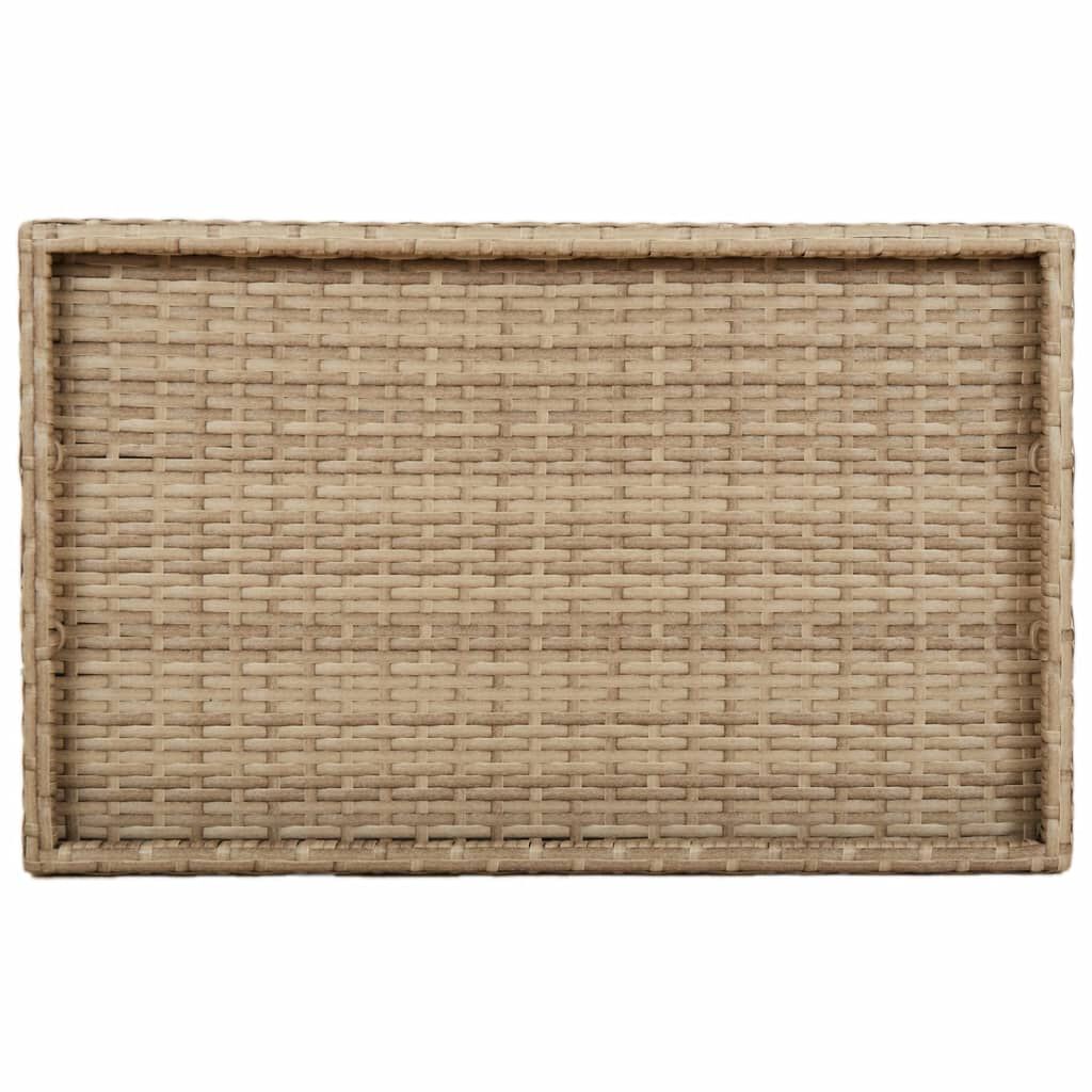 vidaXL Folding Tray Table Beige 65x40x75 cm Poly Rattan