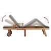 vidaXL Sun Lounger with Cushion Solid Teak Wood Dark Grey