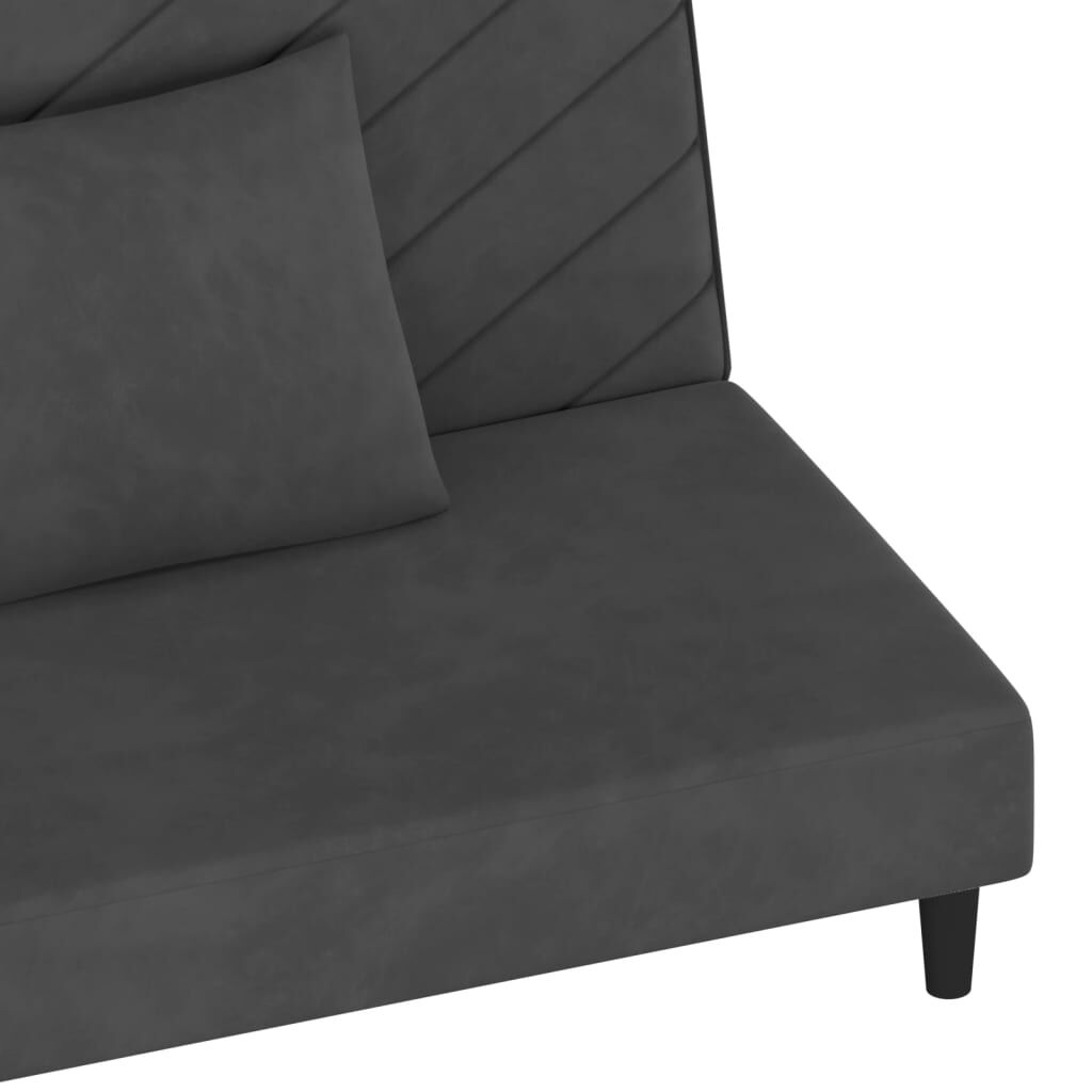 vidaXL 2-Seater Sofa Bed with Two Pillows Dark Grey Velvet
