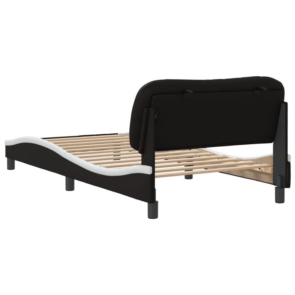 vidaXL Bed Frame without Mattress Black and White 100x190 cm Faux Leather